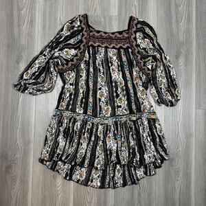 Free People Bohemian‎ Embroidered Floral Sheer Tunic Dress